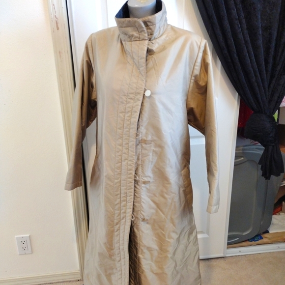 Long Reverseable Jacket Ladies Size S Black/Beige - Picture 1 of 9